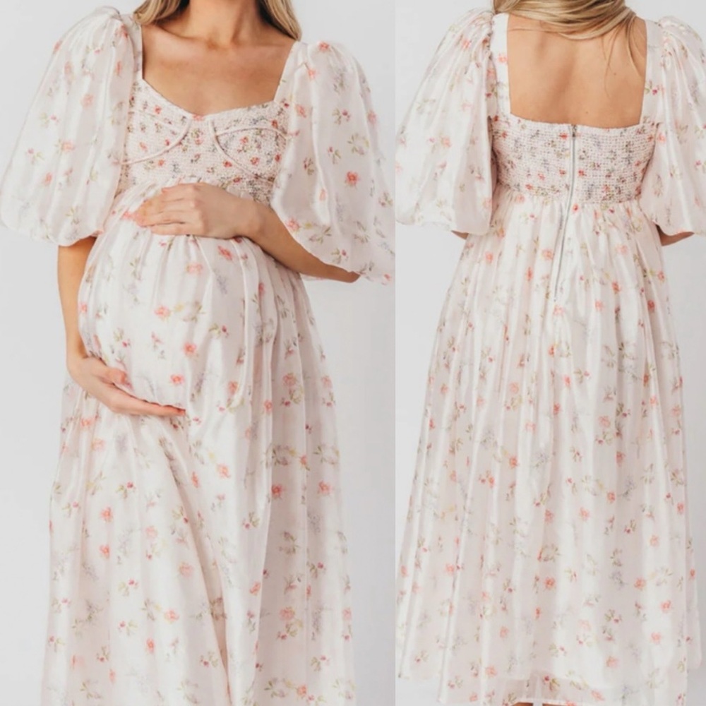 Worth Collective Harlow Maxi Dress Tiny Pink Floral Bump Friendly NEW 1XL - Picture 9 of 9